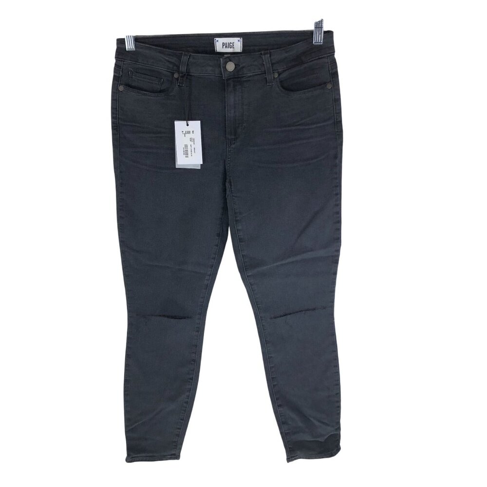 Paige Womens Verdugo Ankle Skinny Jeans Black Denim Darth Knee Slits 31